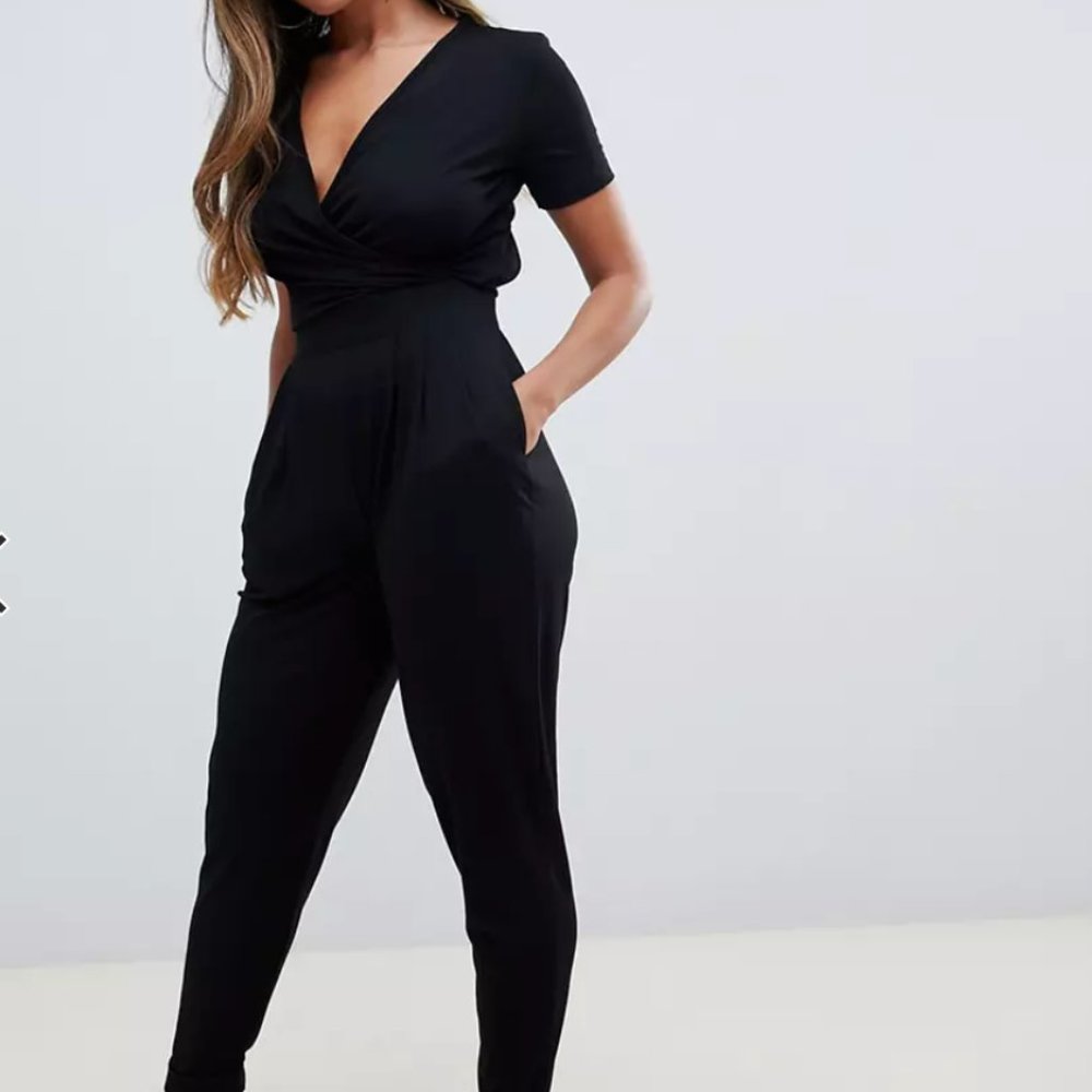 ASOS Petite Wrap Shortsleeve Jumpsuit